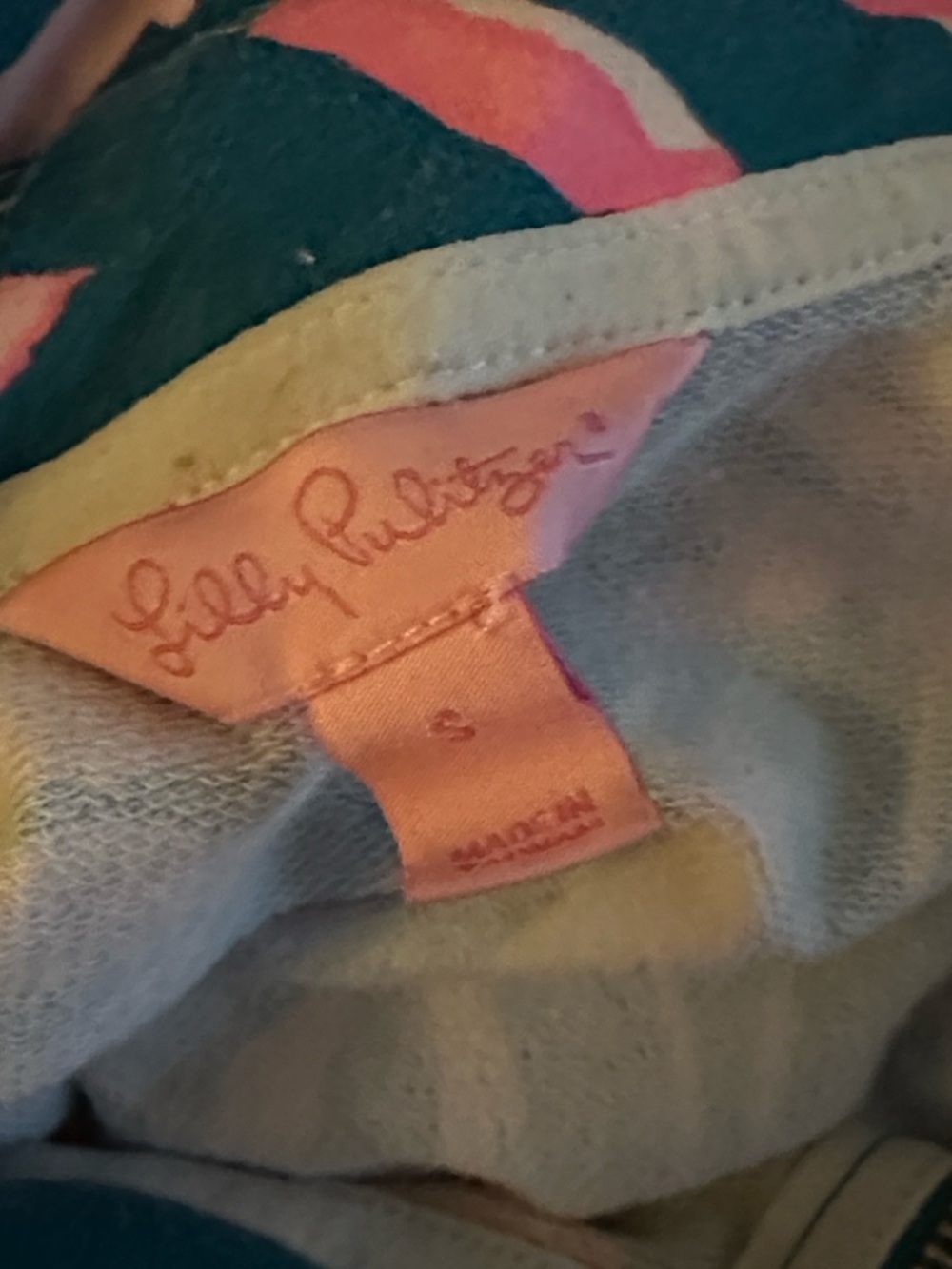 Lilly Pulitzer Skipper Popover Tidal Wave It’s Prime Time Teal Pink Quarter Zip - Picture 9 of 10